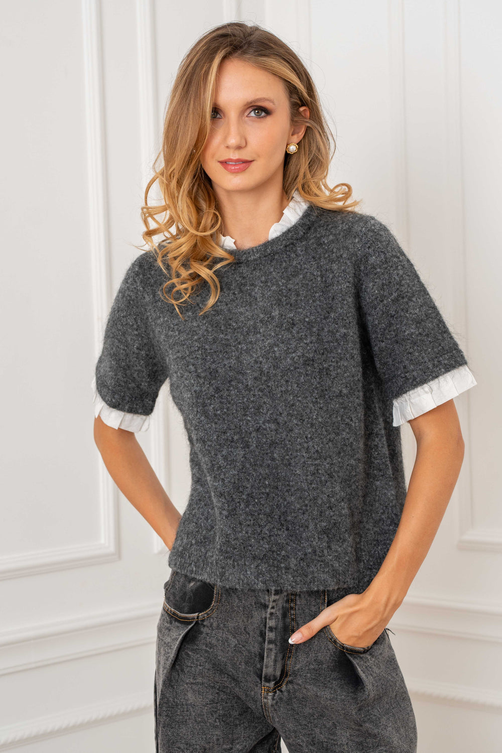 Pull manches courtes Lia 2708 - Taille unique: 36 au 42