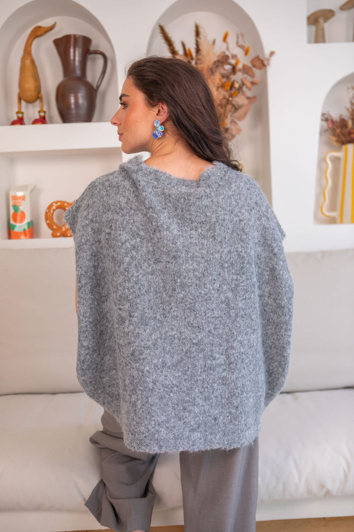 Pull manches courtes perlé Poline Taille unique / Gris