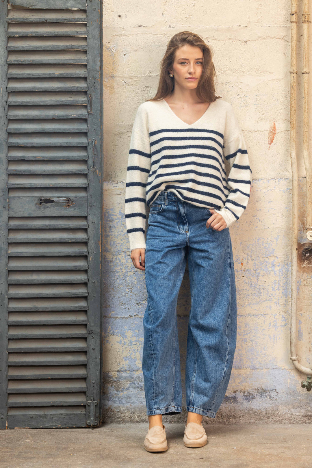 Pull marinière avec coudières cœur Paola 2696 - Taille
