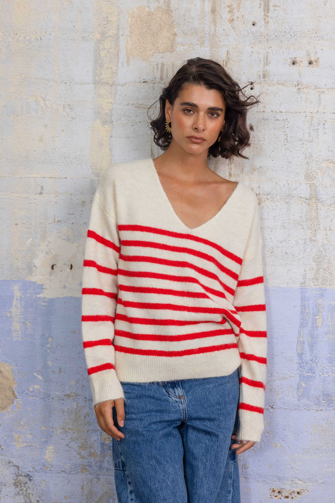 Pull marinière avec coudières cœur Paola 2696 - Taille