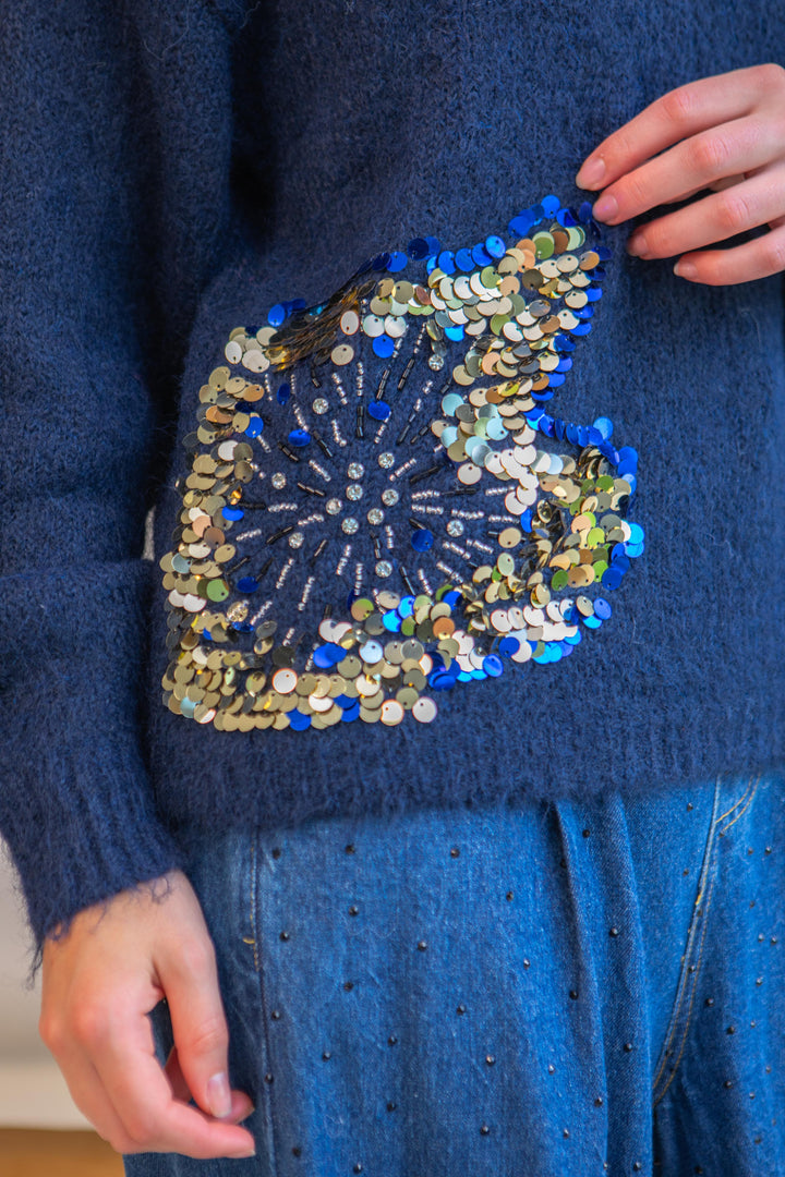 Pull oversize à sequins Gala Taille unique / Bleu pulls