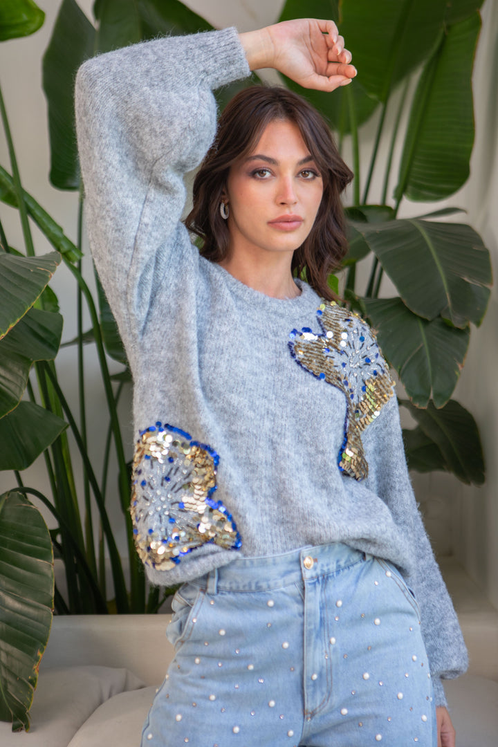 Pull oversize à sequins Gala Taille unique / Gris pulls