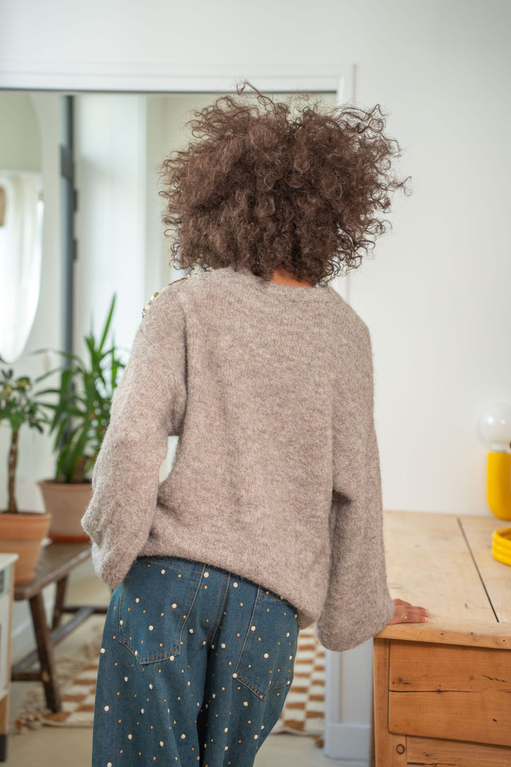 Pull oversize à sequins Gala Taille unique / Taupe pulls