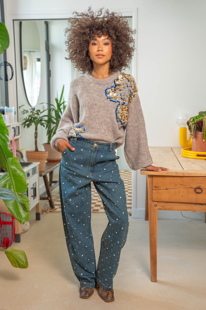 Pull oversize à sequins Gala Taille unique / Taupe pulls
