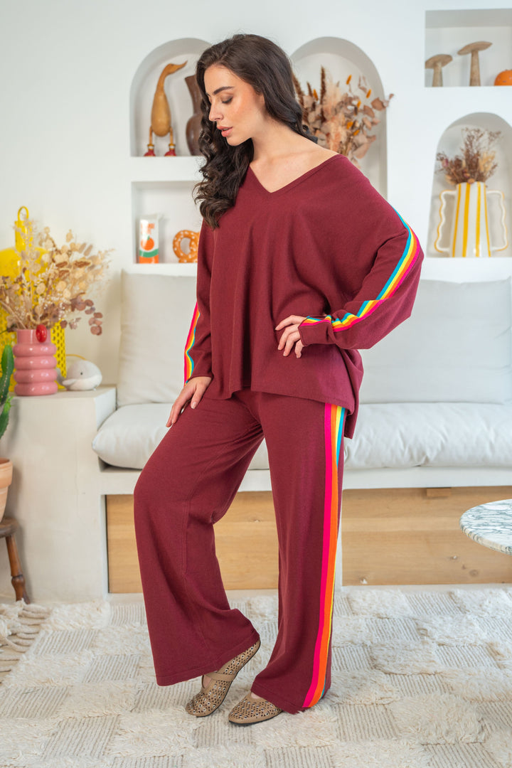 Pull oversize avec bandes arc en ciel Capucine Taille