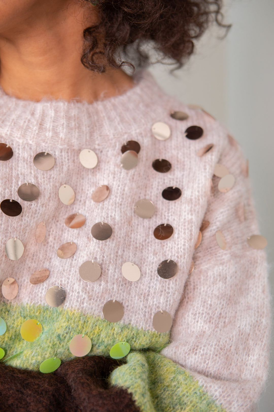 Pull rayé multicolore à sequins Peggy Taille unique / Beige