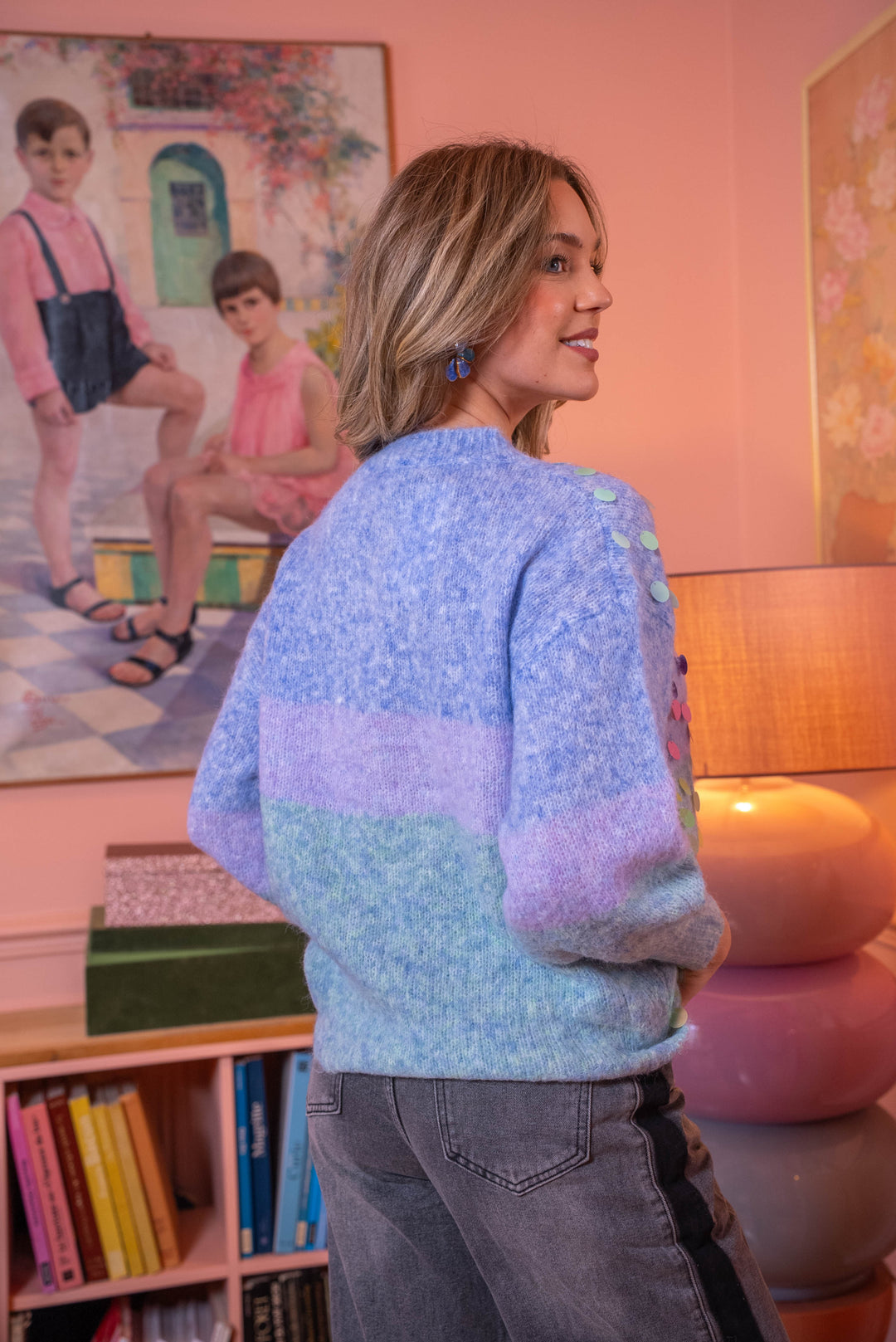 Pull rayé multicolore à sequins Peggy Taille unique / Bleu