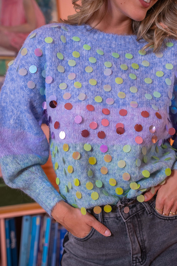 Pull rayé multicolore à sequins Peggy Taille unique / Bleu