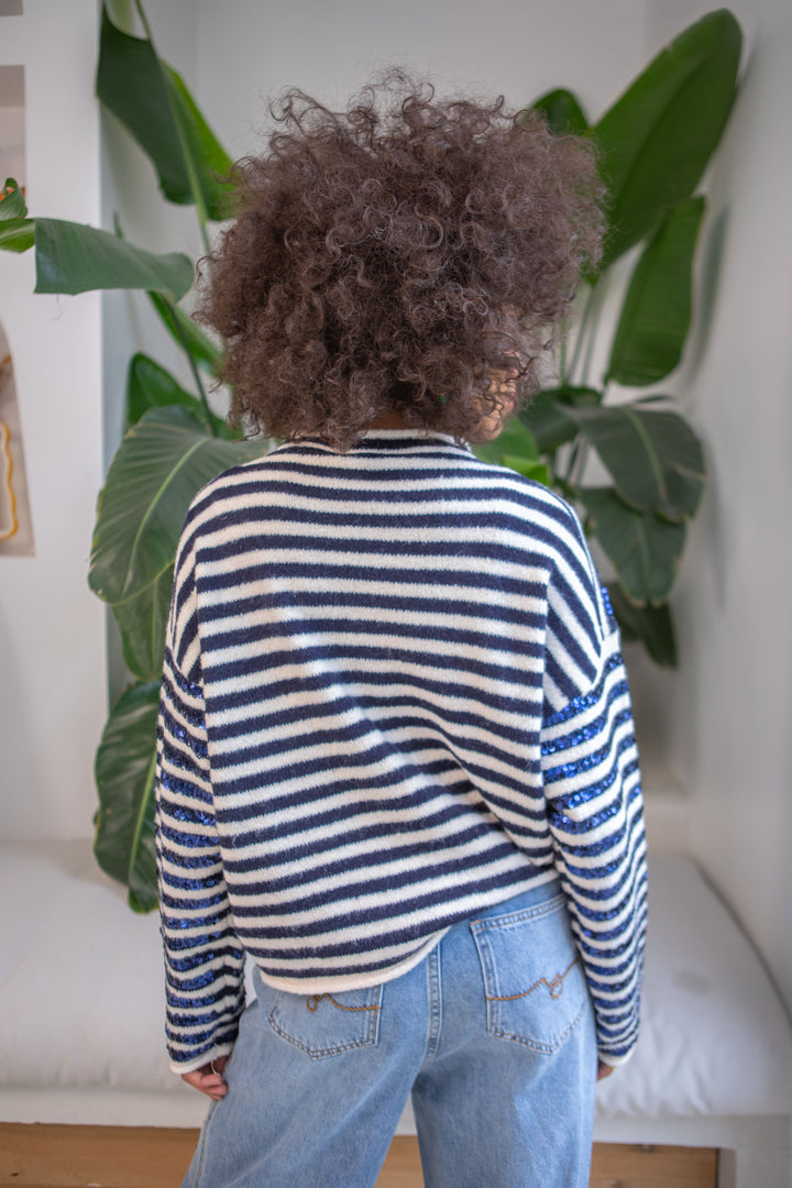 Pull rayé sequins Gold Taille unique / Blue pulls