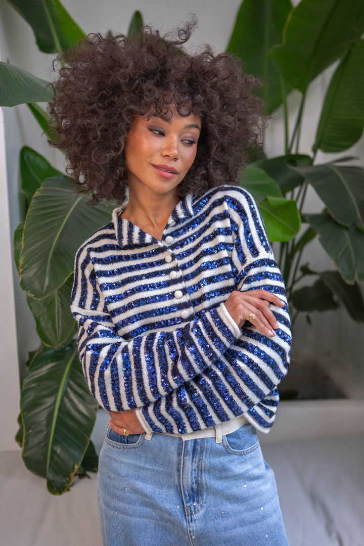 Pull rayé sequins Gold Taille unique / Blue pulls