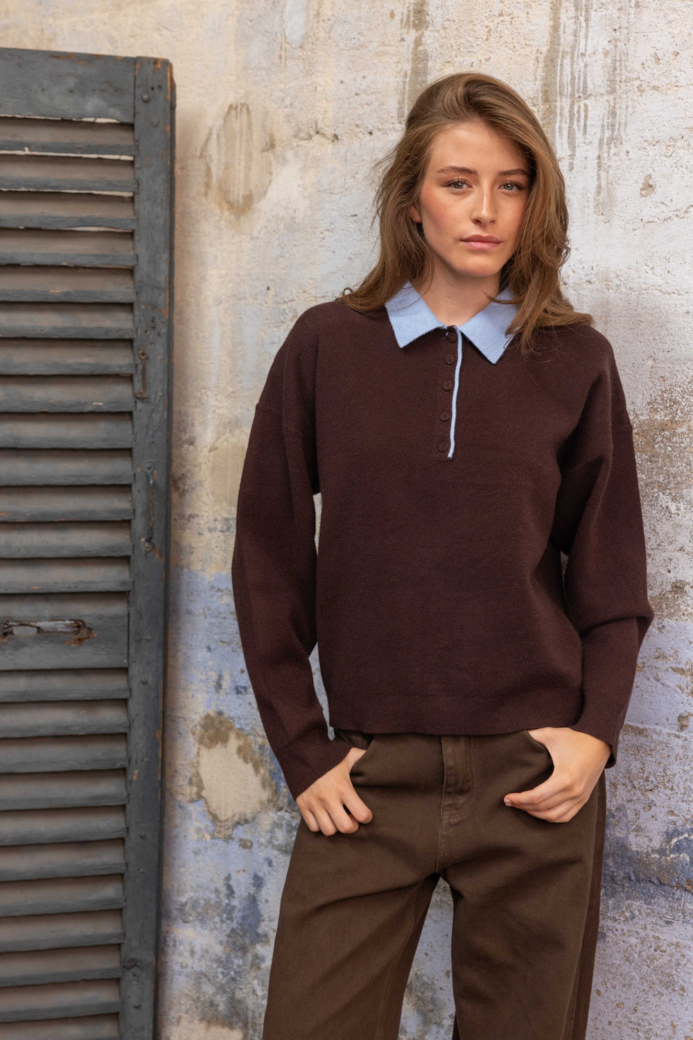 Pull viscoe col chemise Sabine 2690 - Taille unique: 36
