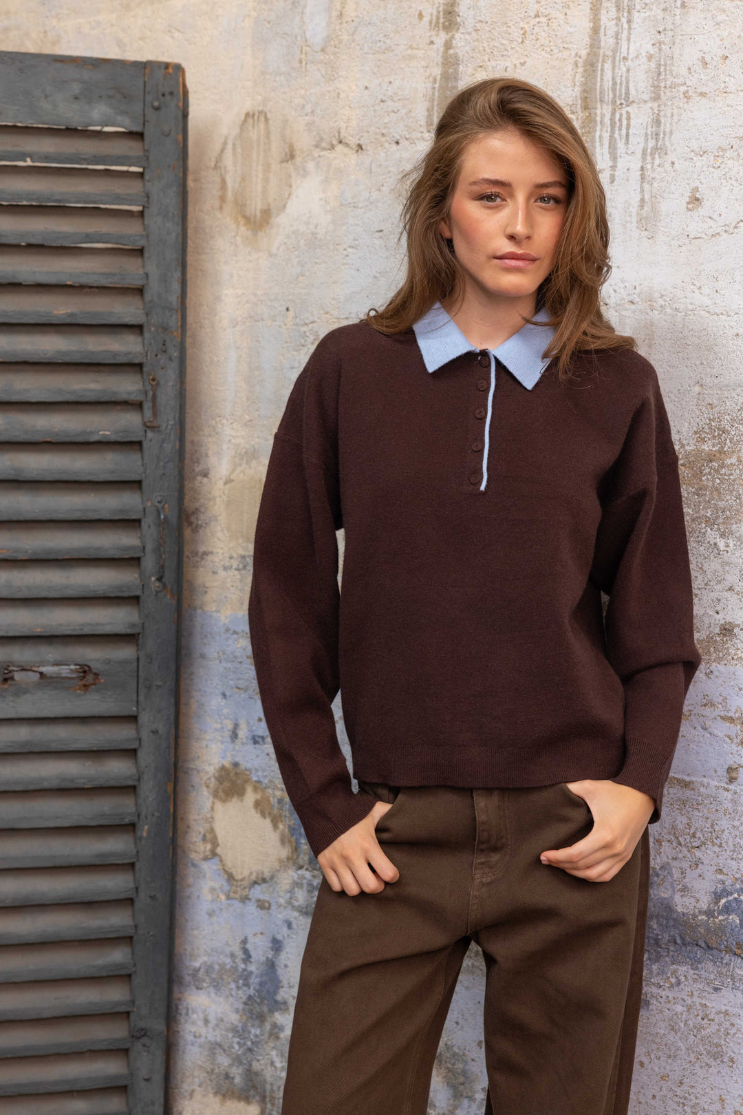 Pull viscoe col chemise Sabine 2690 - Taille unique: 36