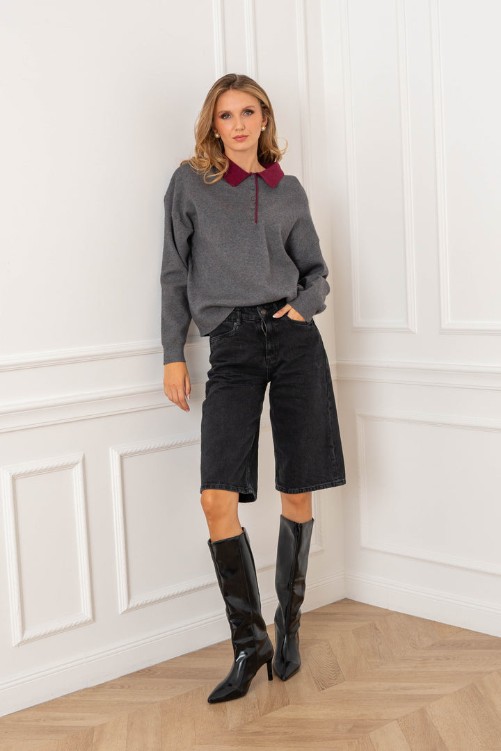 Pull viscoe col chemise Sabine 2690 - Taille unique: 36