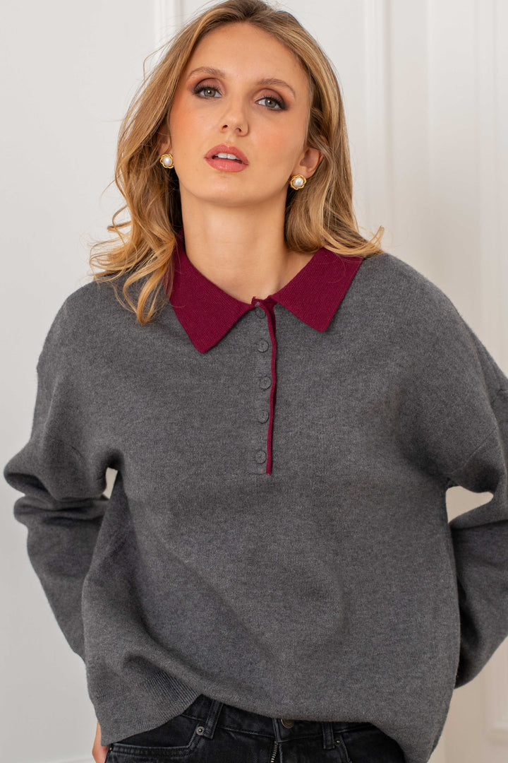 Pull viscoe col chemise Sabine 2690 - Taille unique: 36