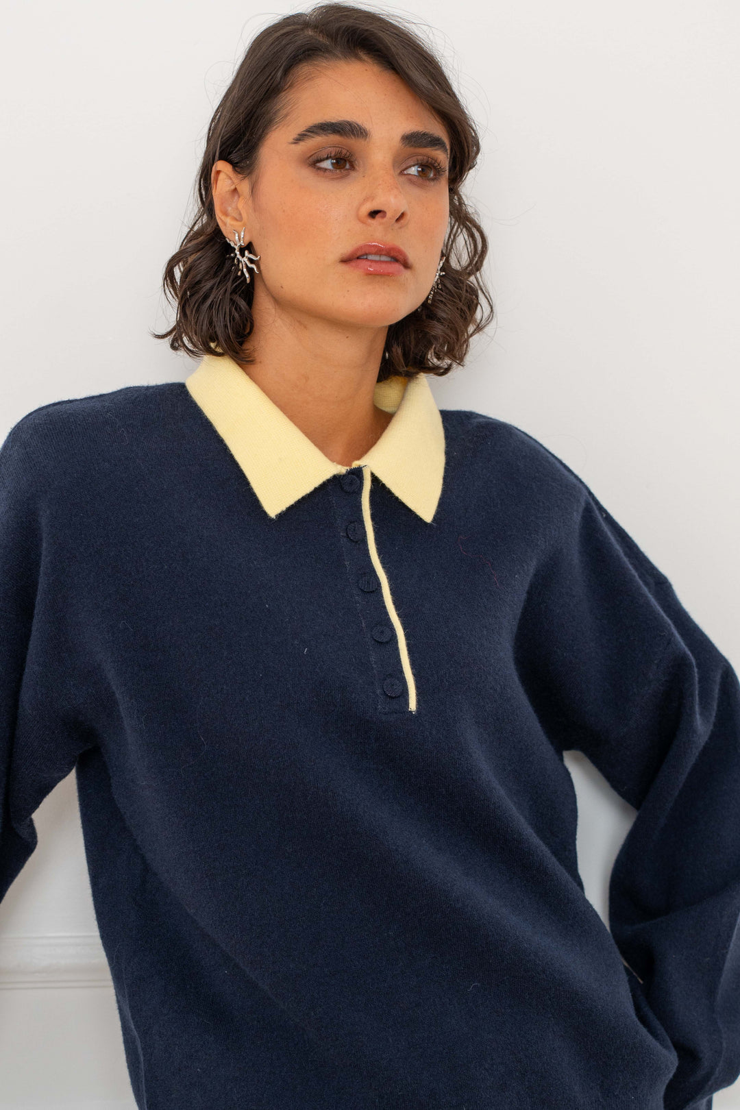 Pull viscoe col chemise Sabine 2690 - Taille unique: 36