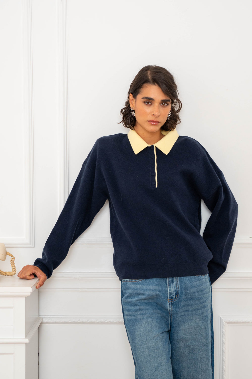 Pull viscoe col chemise Sabine 2690 - Taille unique: 36