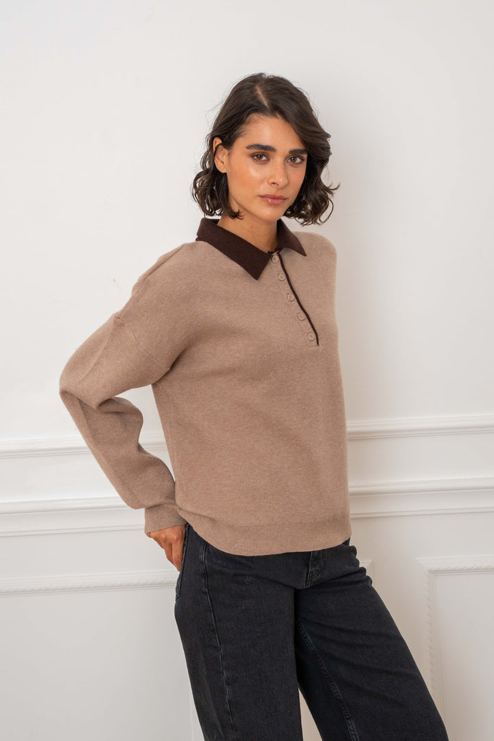 Pull viscoe col chemise Sabine 2690 - Taille unique: 36