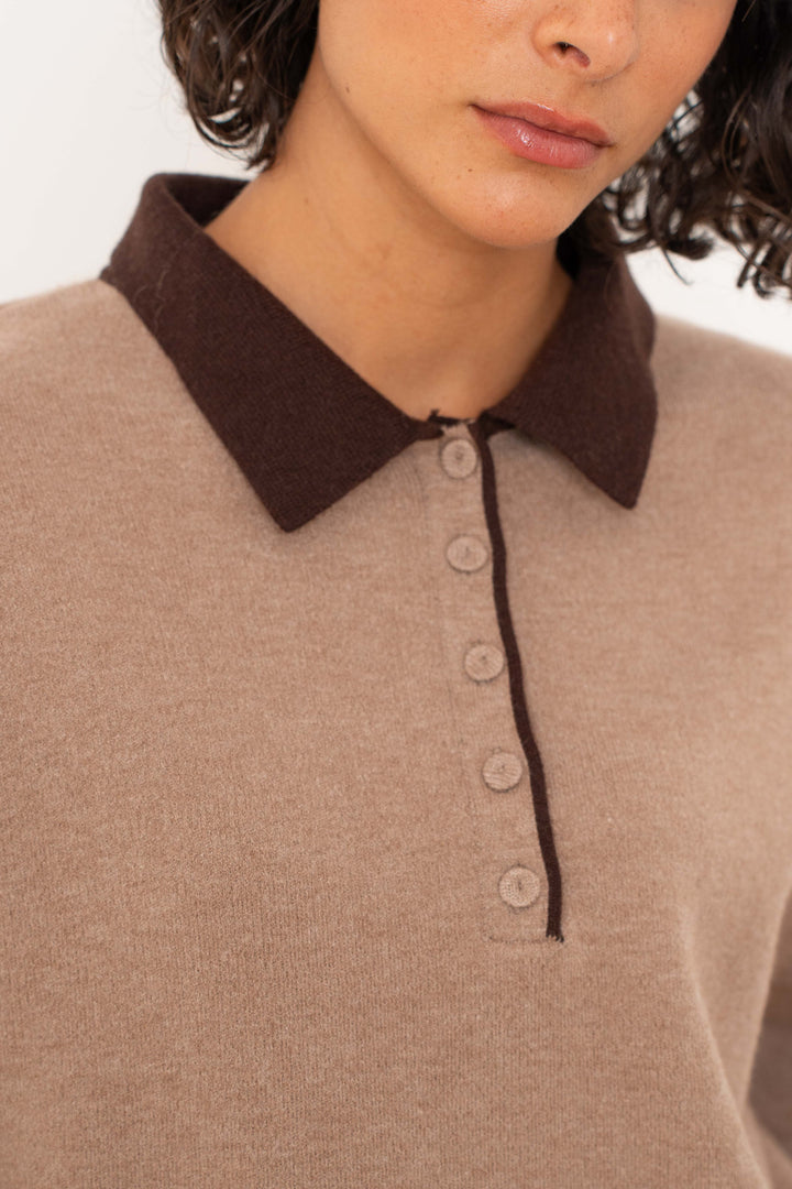 Pull viscoe col chemise Sabine 2690 - Taille unique: 36