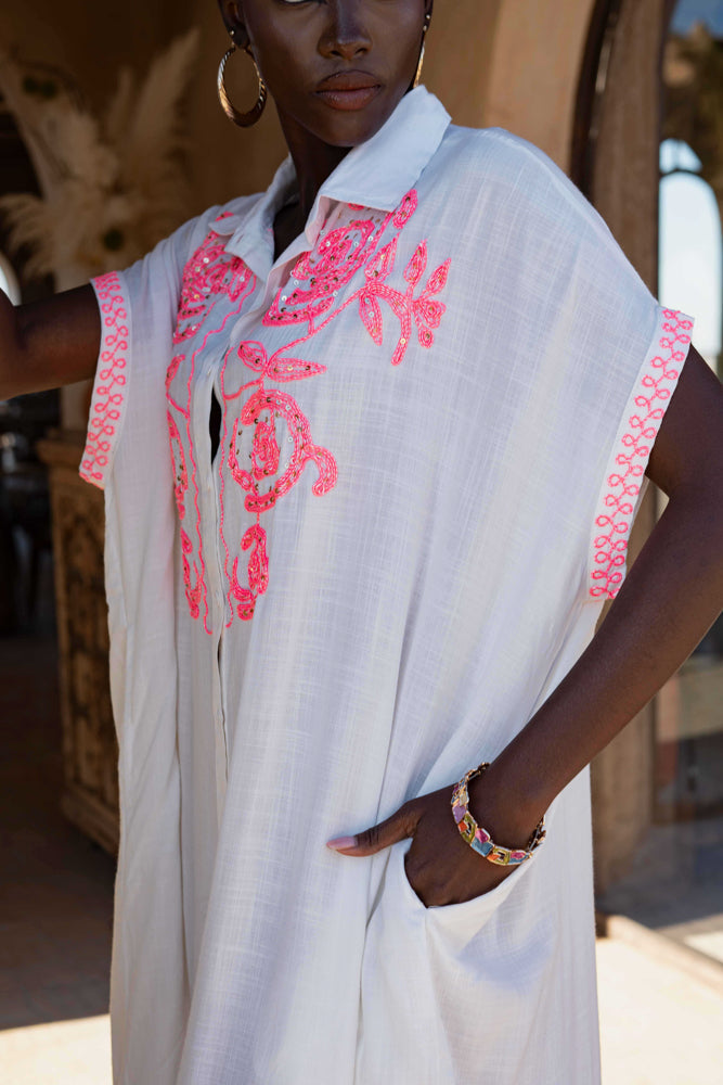 Robe bohème fluide brodée Bossa - Taille unique: 36 au 42