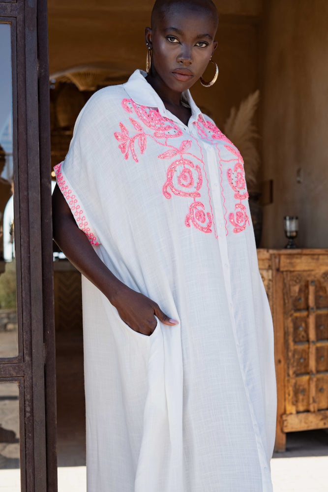 Robe bohème fluide brodée Bossa - Taille unique: 36 au 42