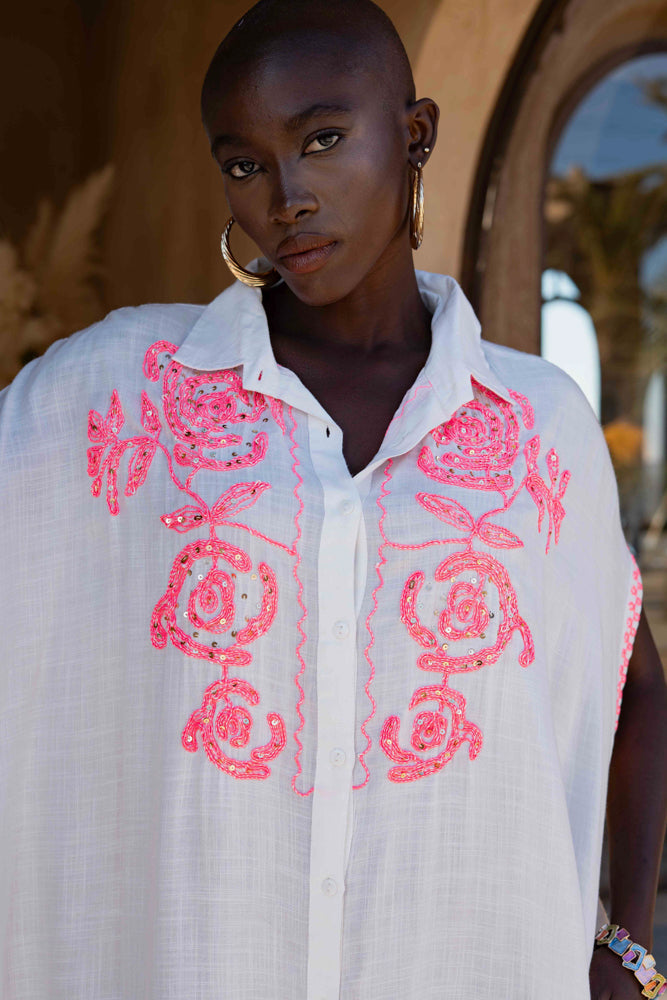 Robe bohème fluide brodée Bossa - Taille unique: 36 au 42