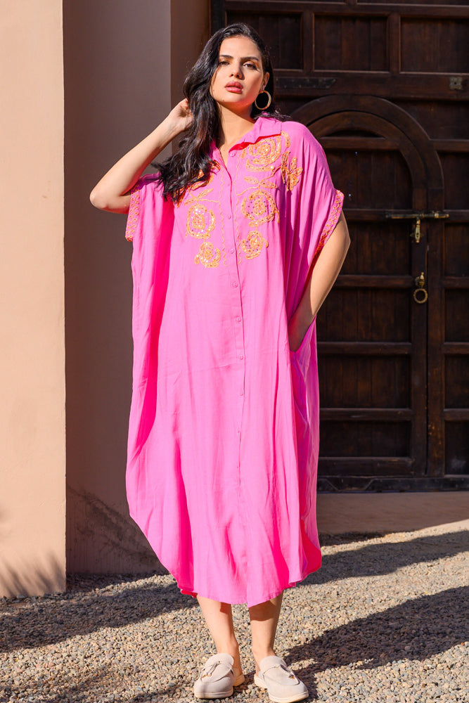 Robe bohème fluide brodée Bossa - Taille unique: 36 au 42