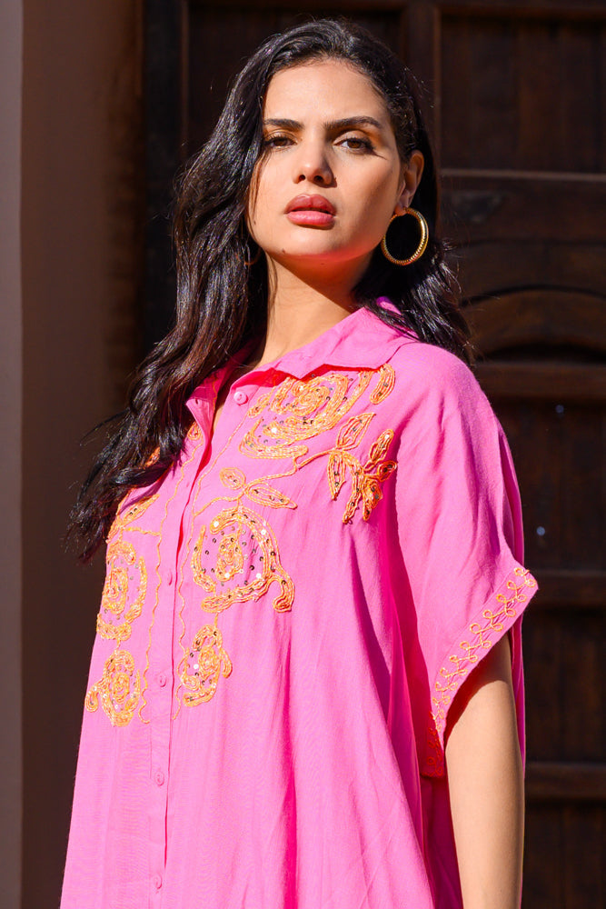 Robe bohème fluide brodée Bossa - Taille unique: 36 au 42