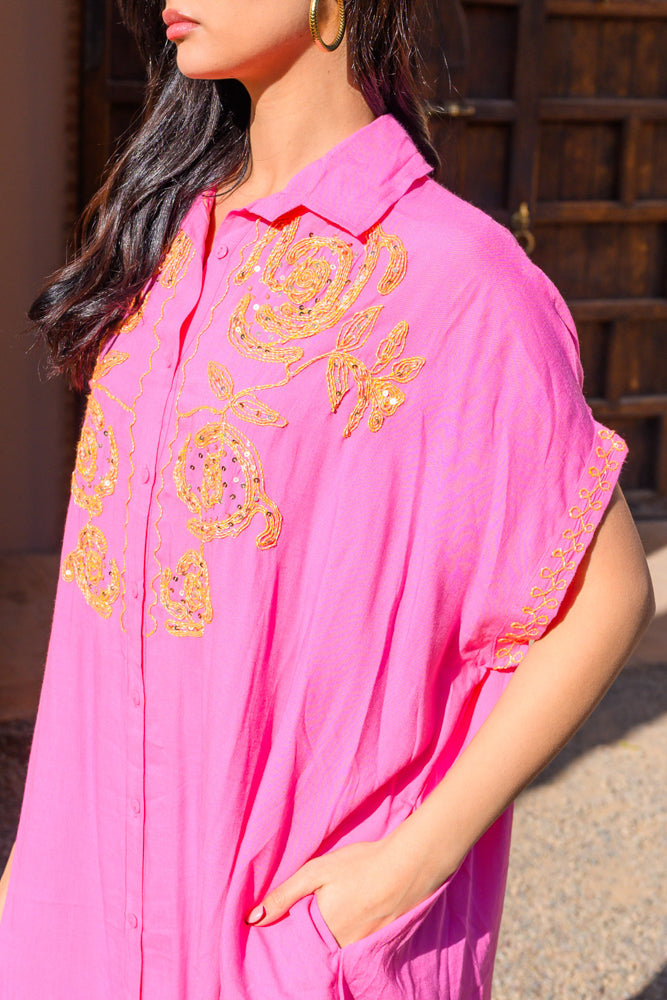 Robe bohème fluide brodée Bossa - Taille unique: 36 au 42