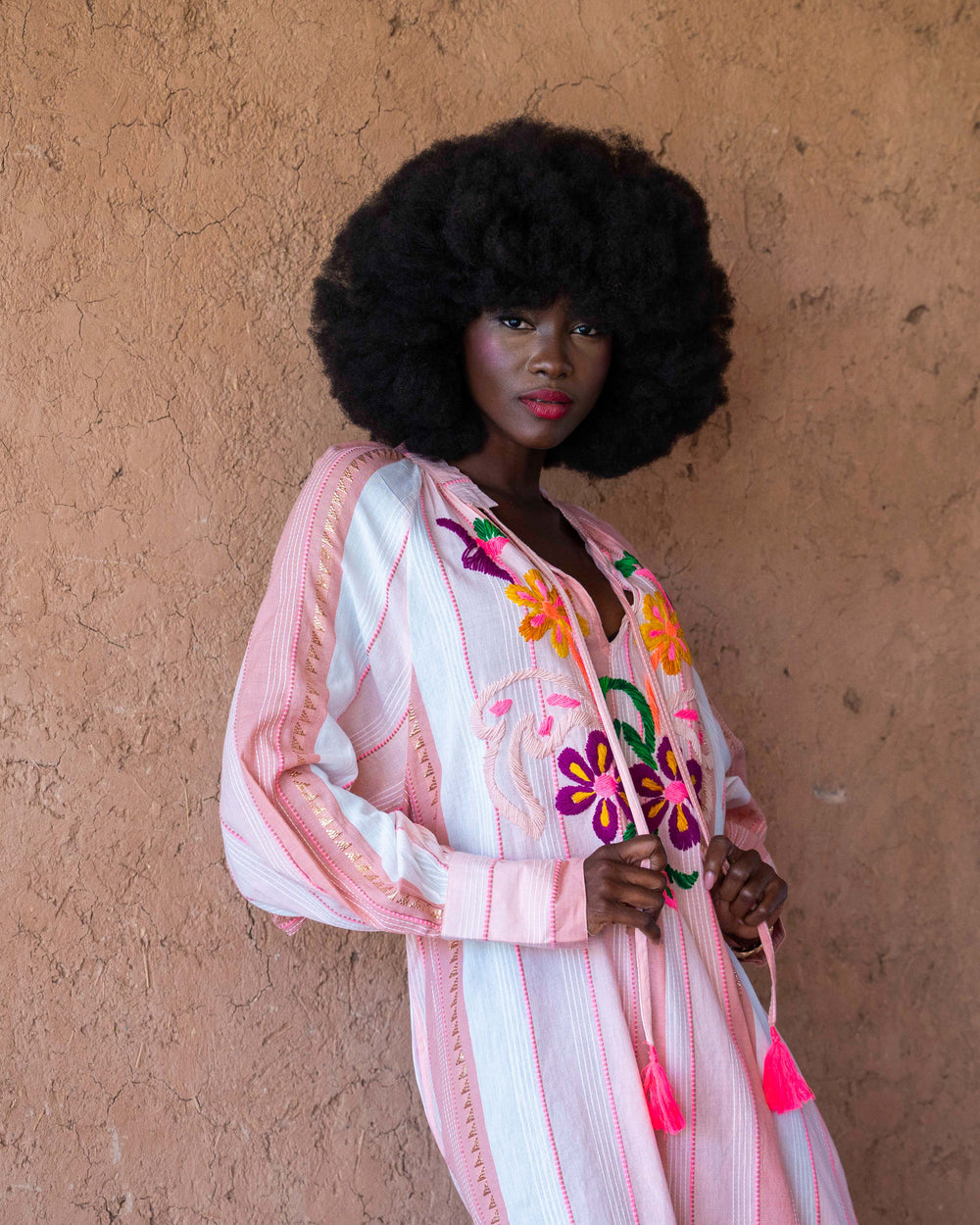 Robe Brodée Col Ouvert à Nouer Salome - Taille unique: 36