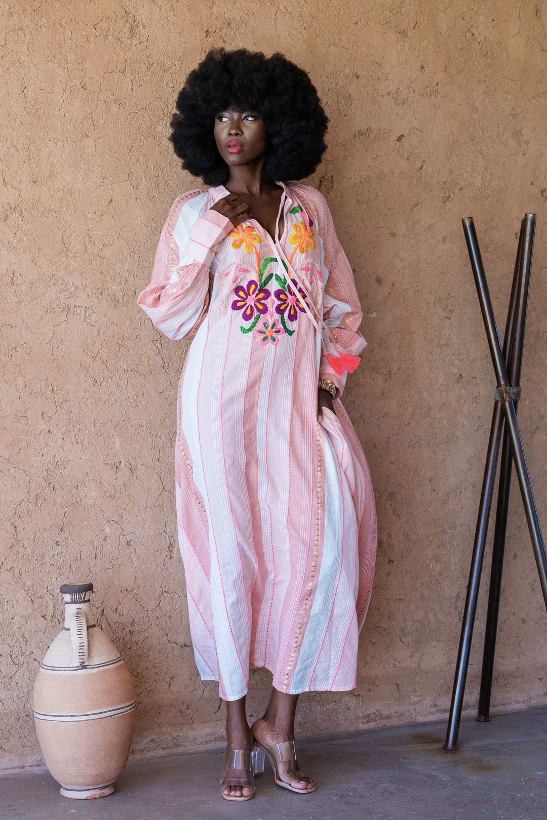 Robe Brodée Col Ouvert à Nouer Salome - Taille unique: 36