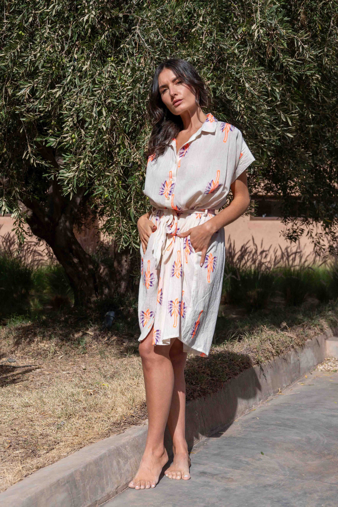 Robe Chemise Courte Brodée Naple - Taille unique / Ecru