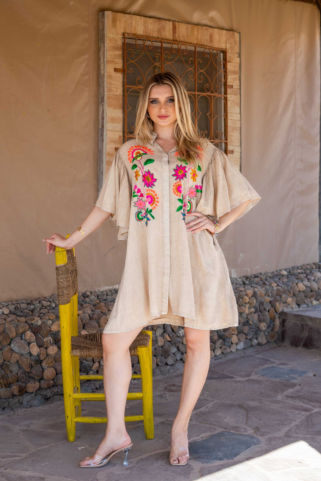 Robe chemise courte Silia - Taille 1: 36-38 / Camel - Robes