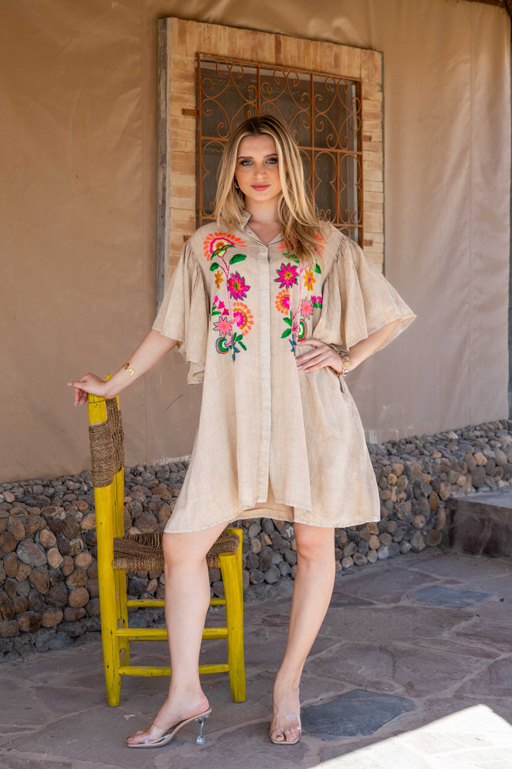 Robe chemise courte Silia - Taille 1: 36-38 / Camel - Robes