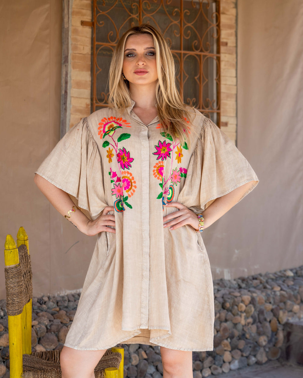 Robe chemise courte Silia - Taille 1: 36-38 / Camel - Robes