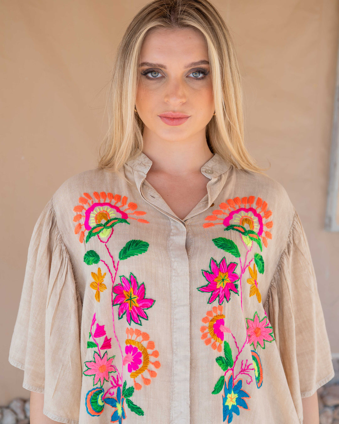 Robe chemise courte Silia - Taille 1: 36-38 / Camel - Robes