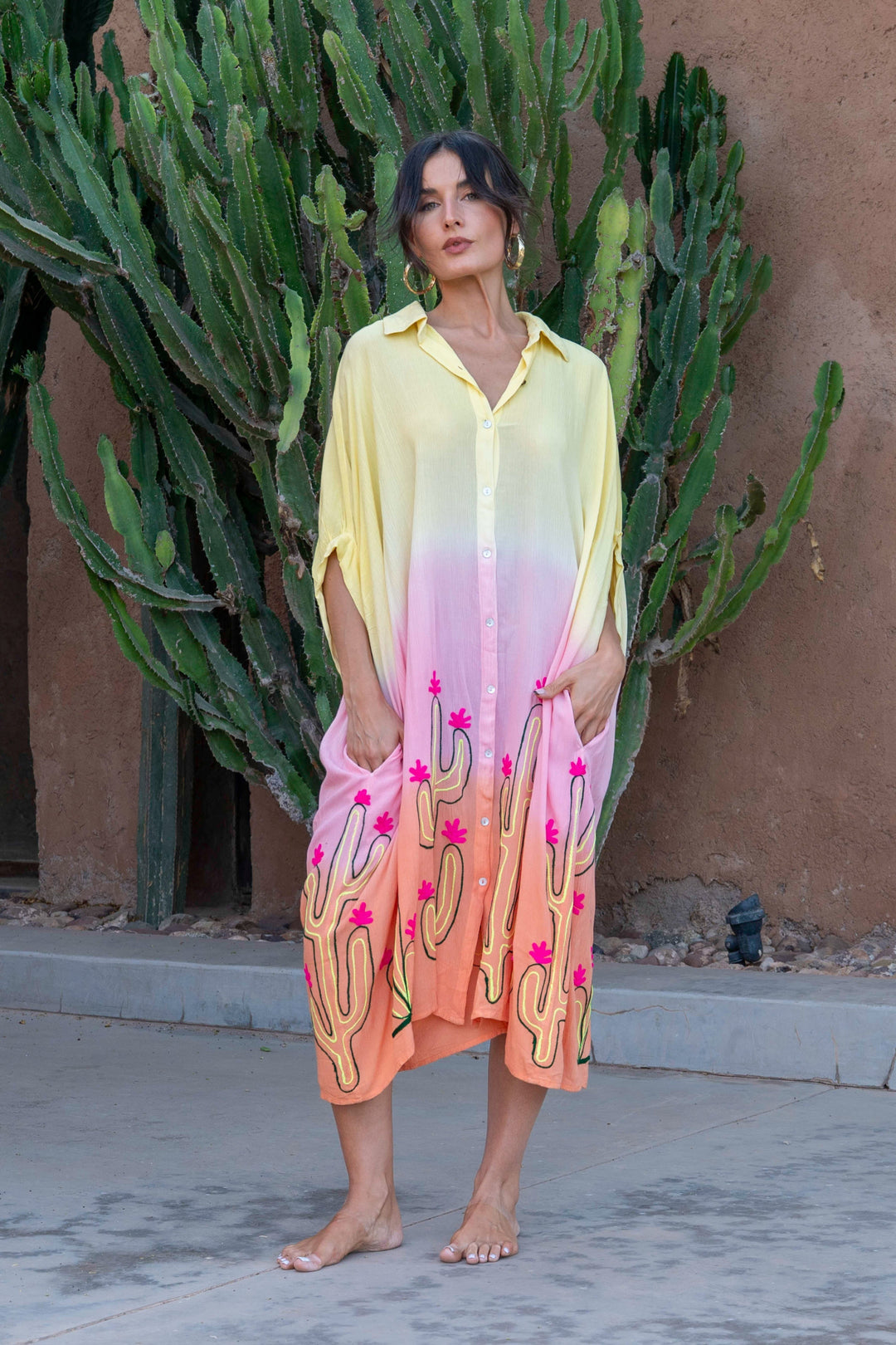 Robe Chemise Dégradé Siby - Taille unique 36-46 / Jaune