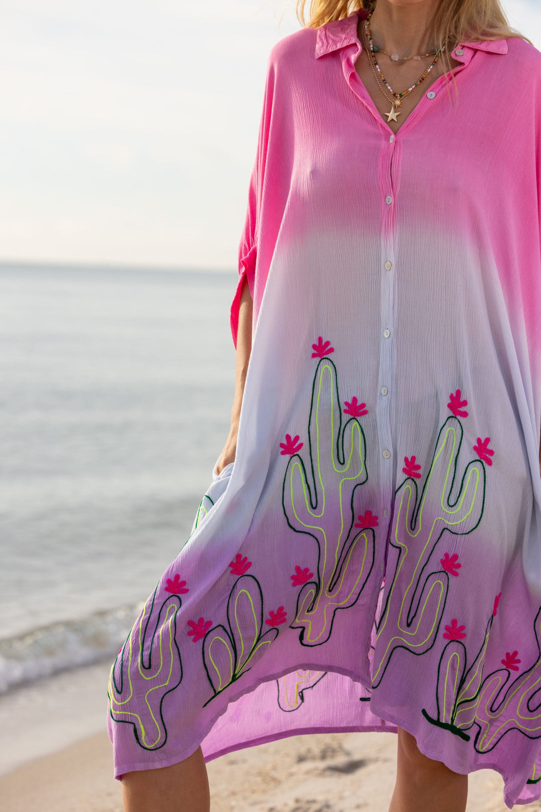 Robe Chemise Dégradé Siby - Taille unique 36-46 / Rose