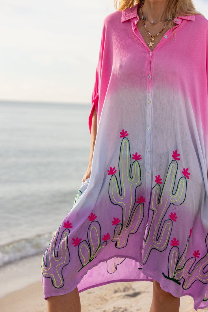 Robe Chemise Dégradé Siby - Taille unique 36-46 / Rose