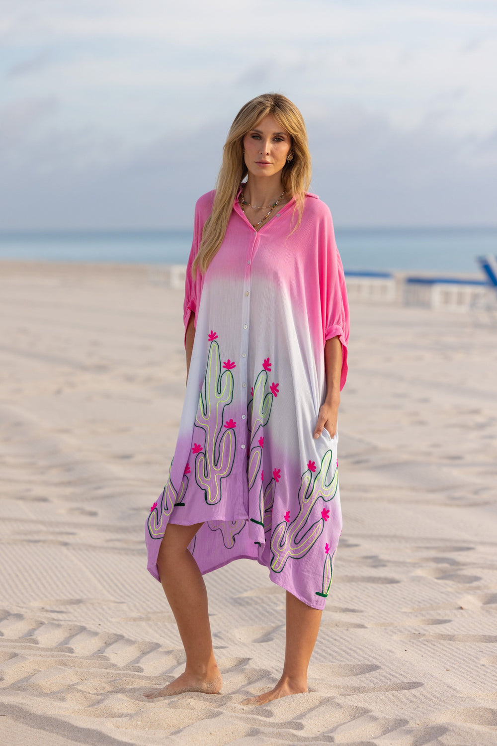 Robe Chemise Dégradé Siby - Taille unique 36-46 / Rose