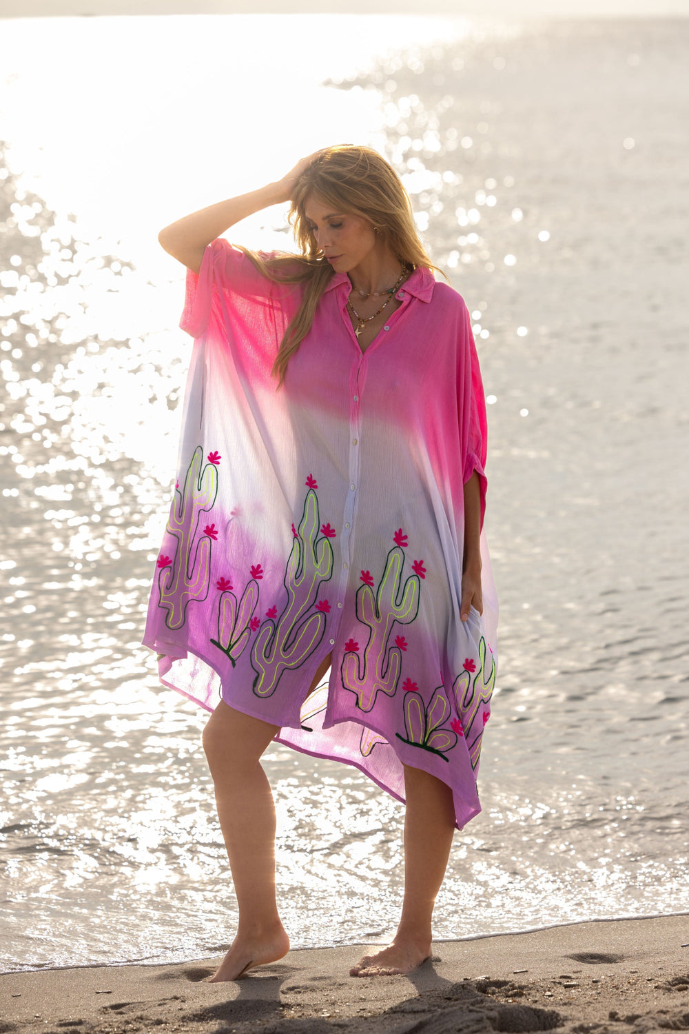 Robe Chemise Dégradé Siby - Taille unique 36-46 / Rose