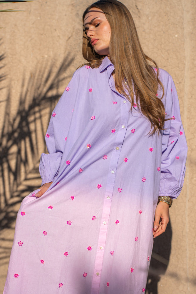 Robe chemise détails floraux Renata - Taille unique: 36