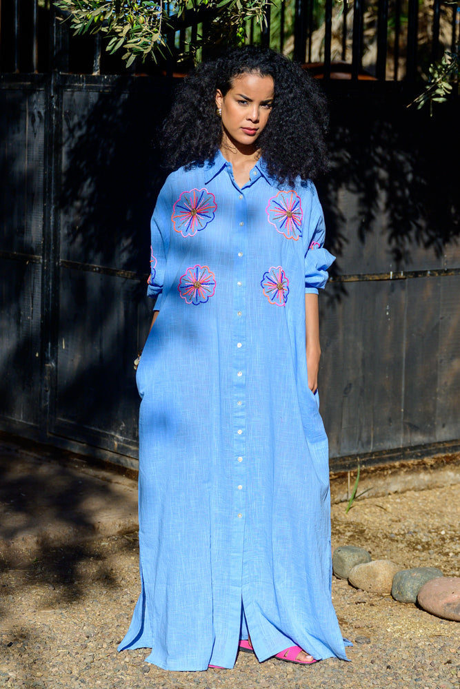 Robe chemise longue brodée Minoty - Taille unique: 36 au 42