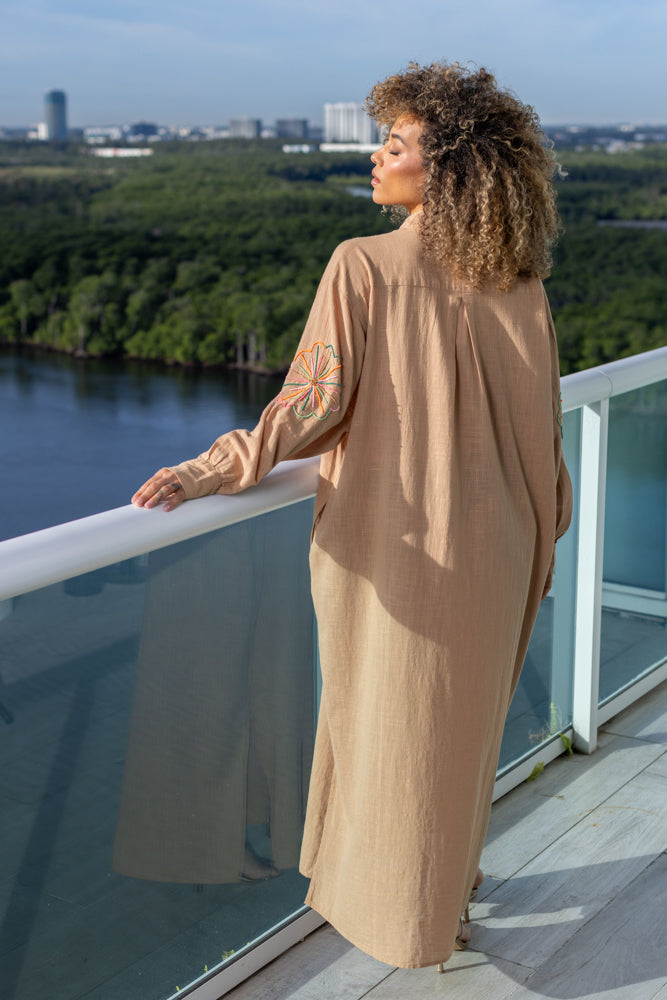 Robe chemise longue brodée Minoty - Taille unique: 36 au 42