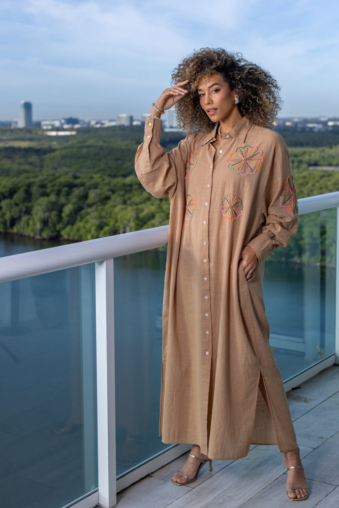 Robe chemise longue brodée Minoty - Taille unique: 36 au 42