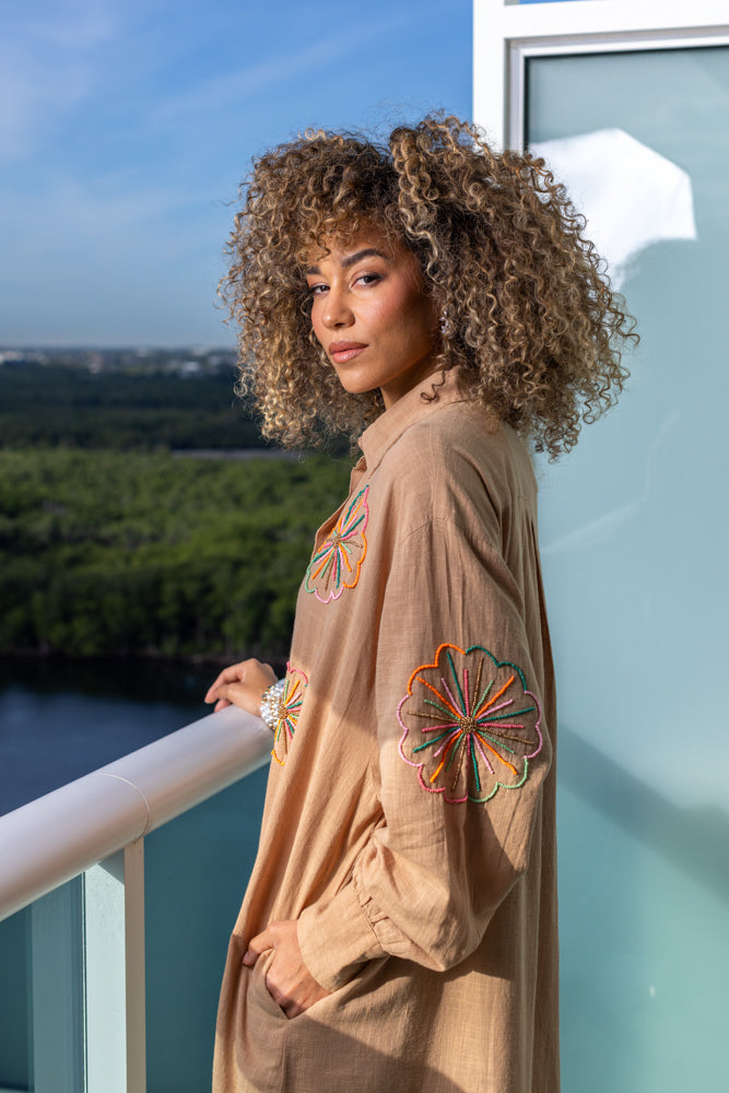 Robe chemise longue brodée Minoty - Taille unique: 36 au 42