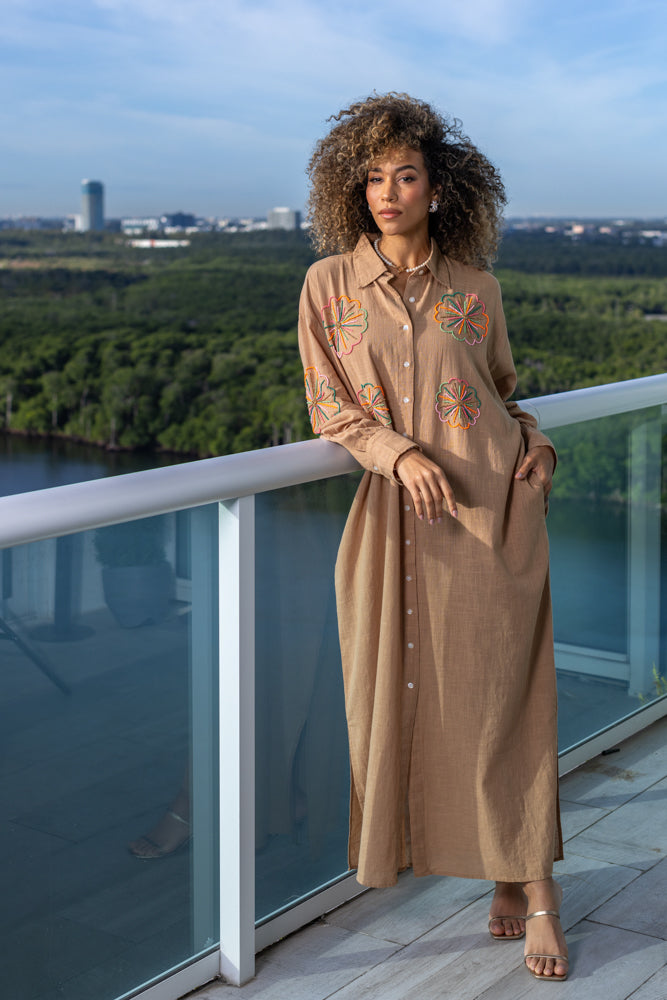 Robe chemise longue brodée Minoty - Taille unique: 36 au 42