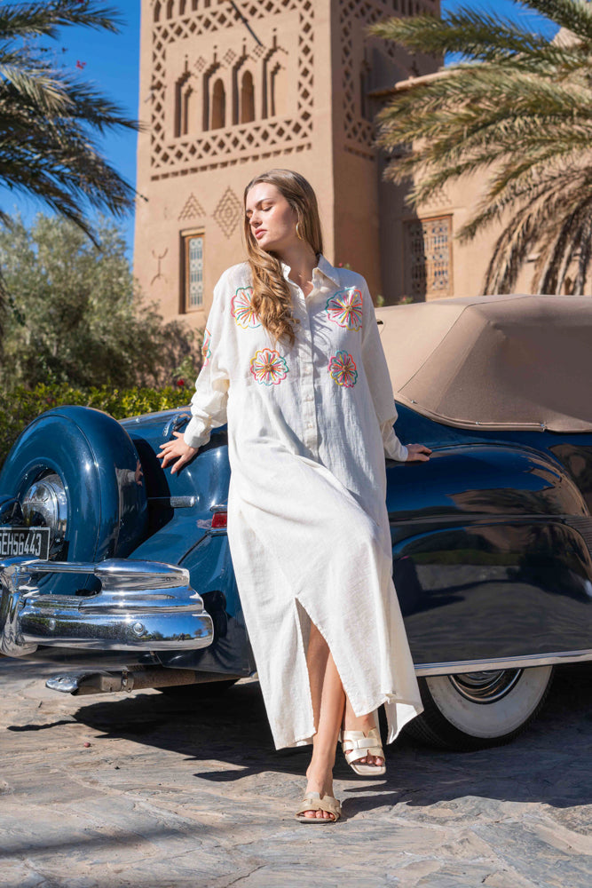 Robe chemise longue brodée Minoty - Taille unique: 36 au 42