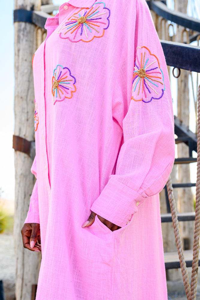 Robe chemise longue brodée Minoty - Taille unique: 36 au 42