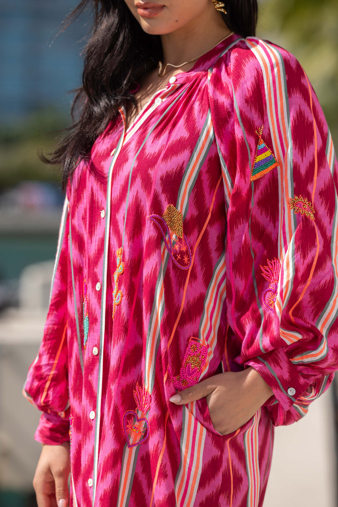 Robe chemise longue en lin Movy - Taille unique: 36 au 42