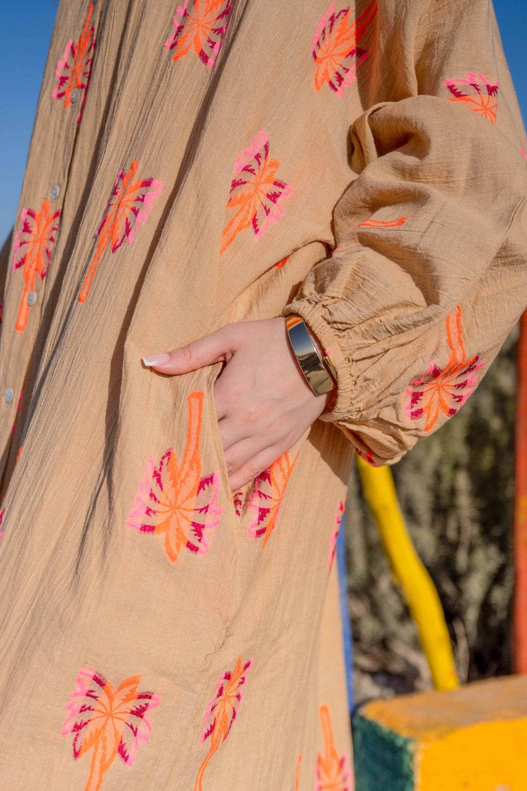 Robe Chemise Longue Fluide Nepal - Taille unique / Beige